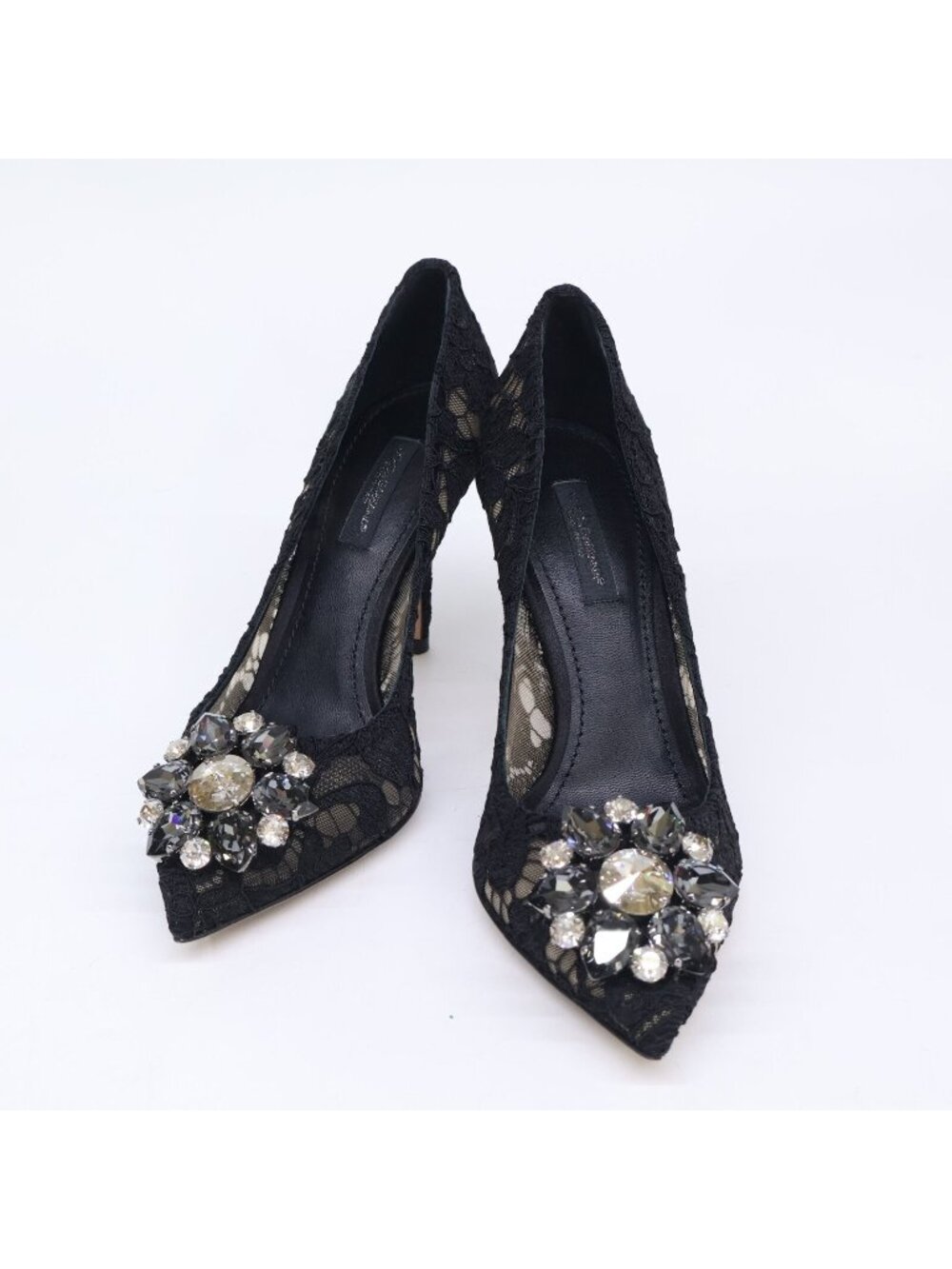 Dolce & Gabbana 231 Bijou Buckle Lace Heels Pumps